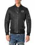 philipp plein cuir veste cool paradise lamb skin black